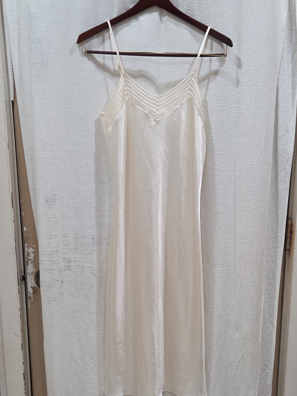 Intimate Essentials Ivory Satin Slip Lingerie, Polyester, Size M Regular